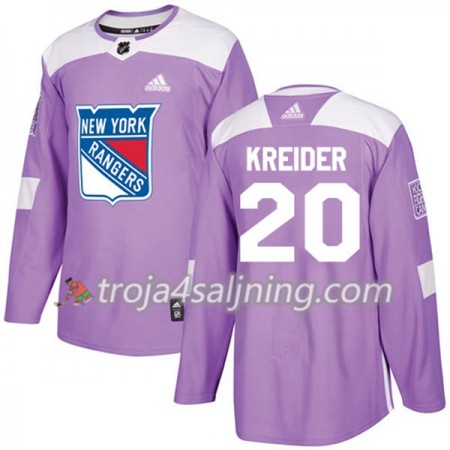 New York Rangers tröja Chris Kreider 20 Adidas 2017-2018 Lila Fights Cancer Practice Authentic - NHL Tröjor Herr